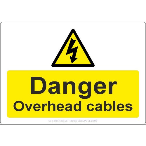 Danger overhead cables sign