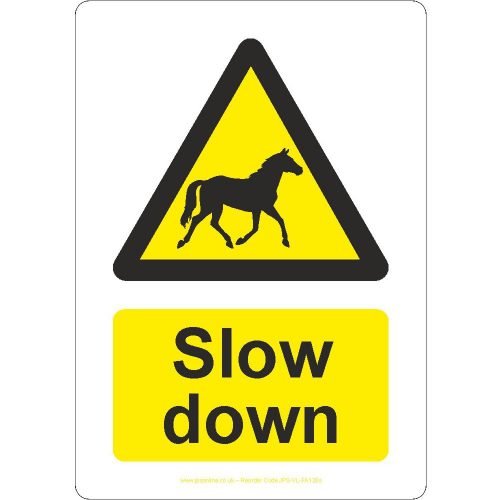 Slow down horses sign