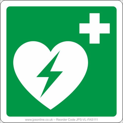 First aid defibrillator sign
