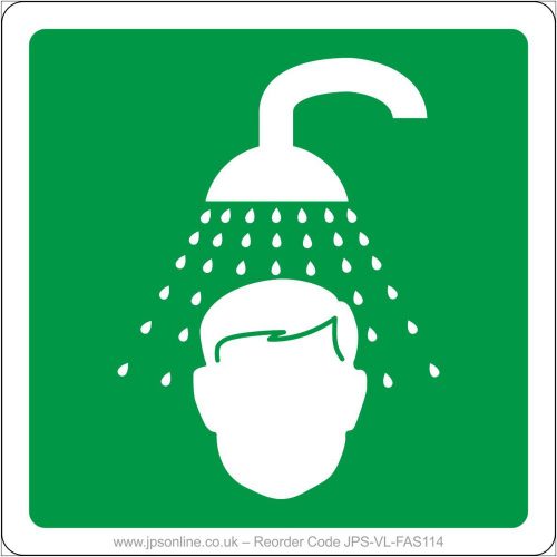 First aid emergency shower sign