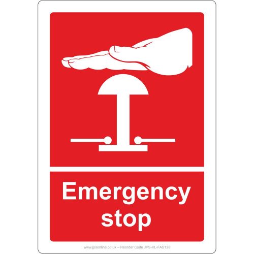 Emergency stop sign in red