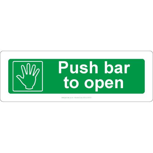 Push bar to open health and safety sign