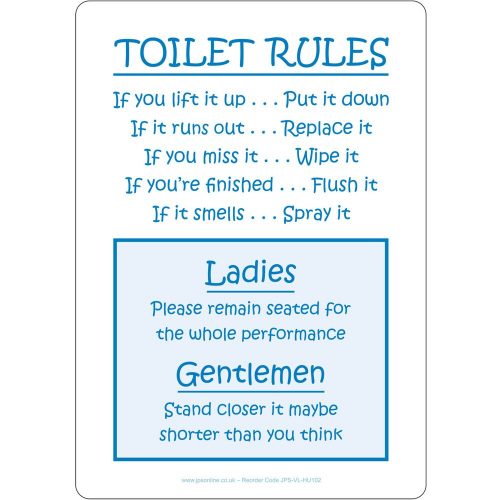 Toilet rules sign