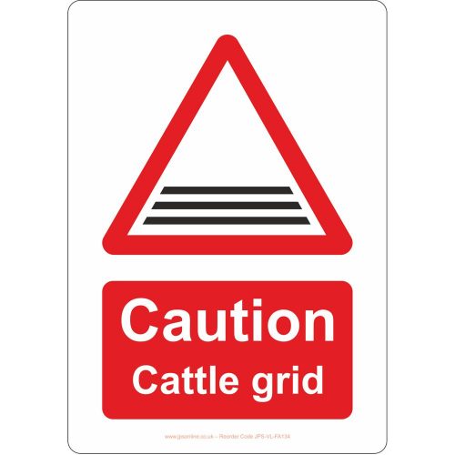 Caution cattle grid sign