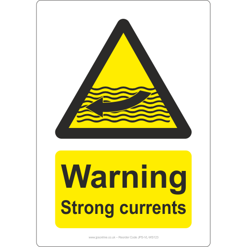 Warning strong currents sign